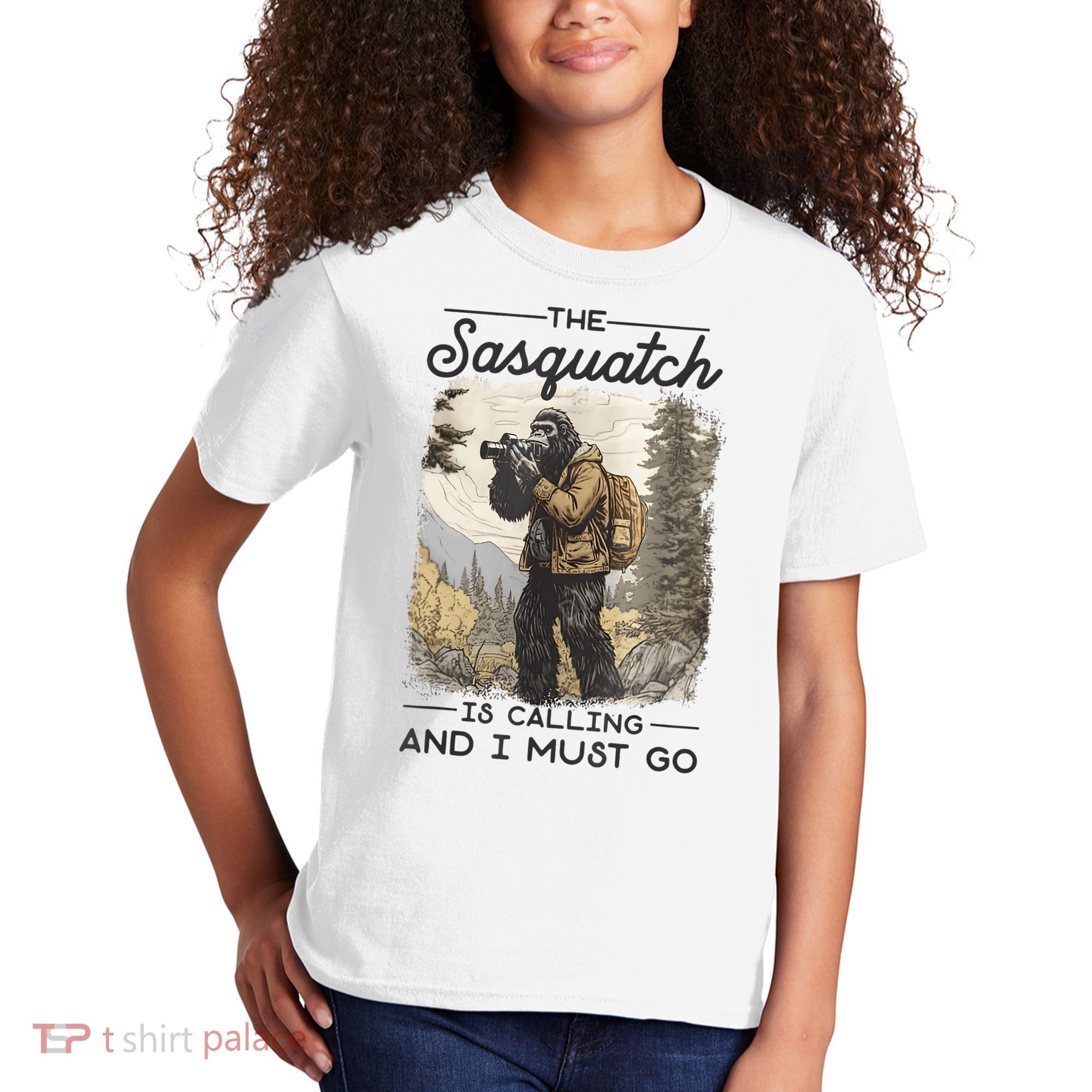 Bigfoot The Sasquatch Is Calling And I Must Go Kids T-Shirt