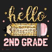 Back To School Hello Second 2nd Grade Leopard Pencil Girl Women's Sweatshirt thumb 2