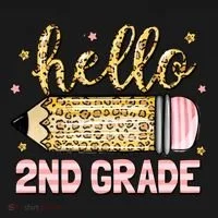 Back To School Hello Second 2nd Grade Leopard Pencil Girl Coaster thumb 2