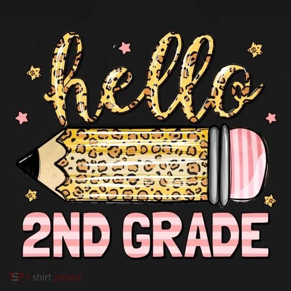 Back To School Hello Second 2nd Grade Leopard Pencil Girl Coaster
