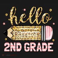 Back To School Hello Second 2nd Grade Leopard Pencil Girl Toddler Hoodie thumb 2