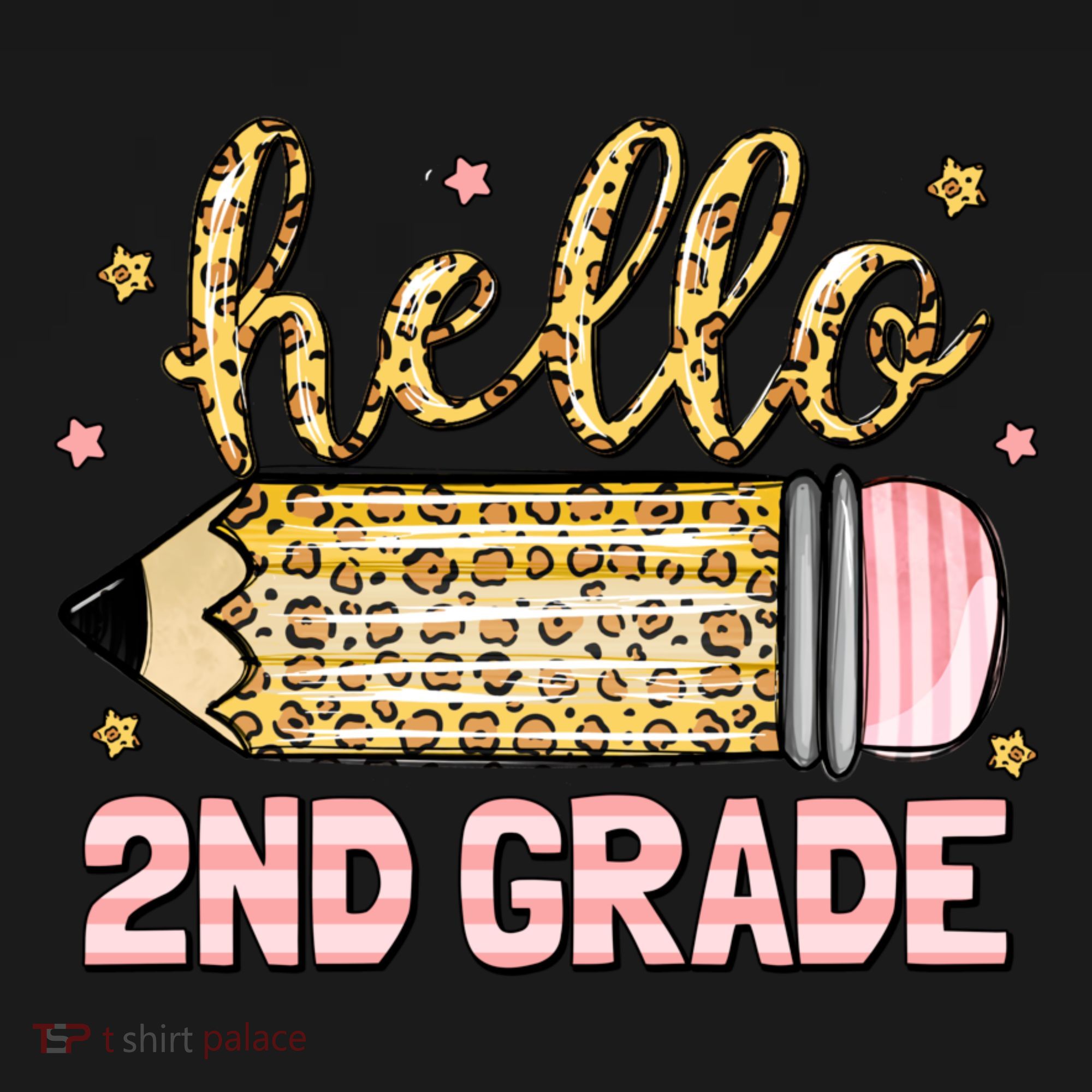 Back To School Hello Second 2nd Grade Leopard Pencil Girl Toddler Hoodie