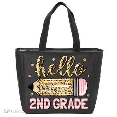Back To School Hello Second 2nd Grade Leopard Pencil Girl Tote Bag