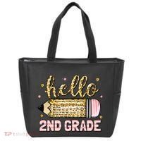 Back To School Hello Second 2nd Grade Leopard Pencil Girl Tote Bag thumb 0