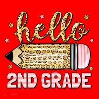 Back To School Hello Second 2nd Grade Leopard Pencil Girl Santa Hat thumb 1
