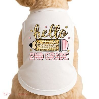 Back To School Hello Second 2nd Grade Leopard Pencil Girl Doggie Tank