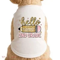 Back To School Hello Second 2nd Grade Leopard Pencil Girl Doggie Tank thumb 0