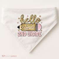 Back To School Hello Second 2nd Grade Leopard Pencil Girl USA-Made Doggie Bandana thumb 0