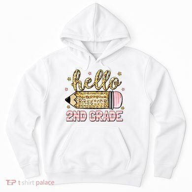 Back To School Hello Second 2nd Grade Leopard Pencil Girl Hoodie
