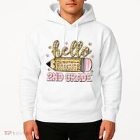 Back To School Hello Second 2nd Grade Leopard Pencil Girl Hoodie thumb 2