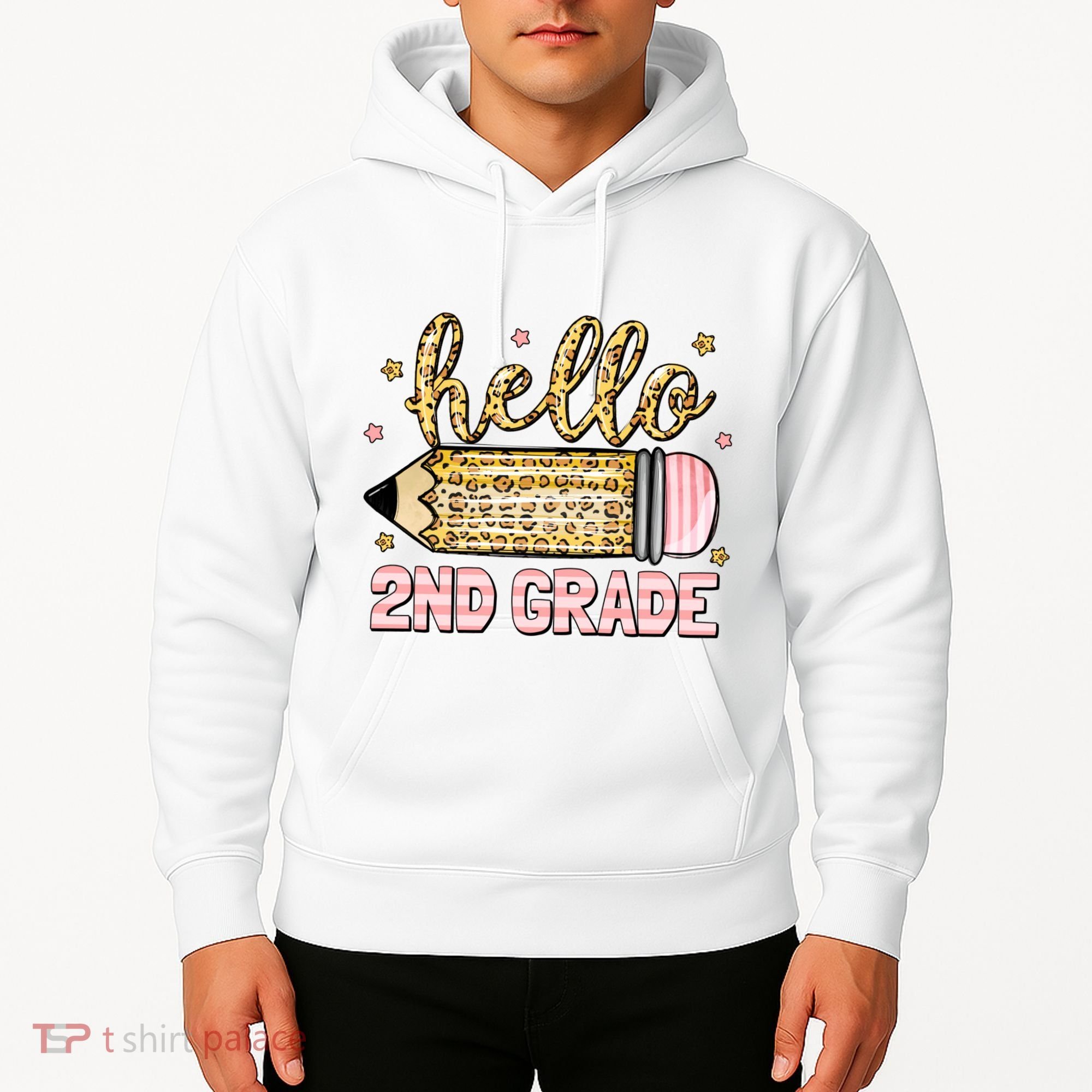Back To School Hello Second 2nd Grade Leopard Pencil Girl Hoodie