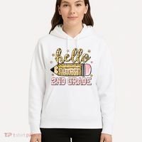 Back To School Hello Second 2nd Grade Leopard Pencil Girl Hoodie thumb 5