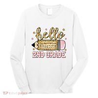 Back To School Hello Second 2nd Grade Leopard Pencil Girl Long Sleeve Shirt thumb 0