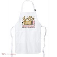 Back To School Hello Second 2nd Grade Leopard Pencil Girl Apron thumb 0