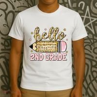 Back To School Hello Second 2nd Grade Leopard Pencil Girl T-Shirt thumb 3
