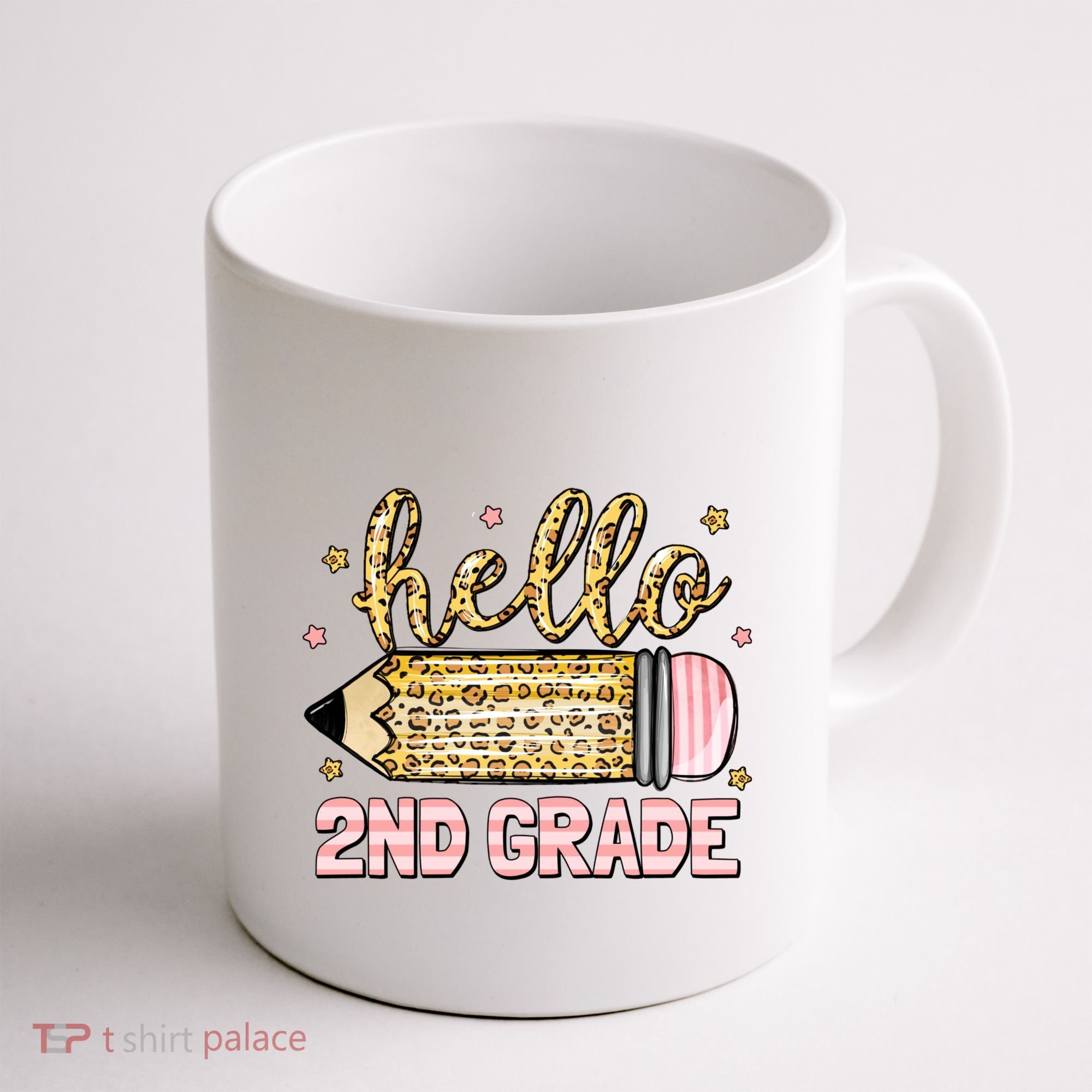 Back To School Hello Second 2nd Grade Leopard Pencil Girl Coffee Mug