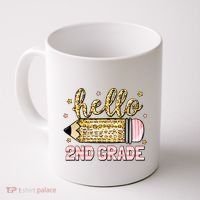 Back To School Hello Second 2nd Grade Leopard Pencil Girl Coffee Mug thumb 0