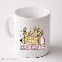 Back To School Hello Second 2nd Grade Leopard Pencil Girl Coffee Mug thumb 0