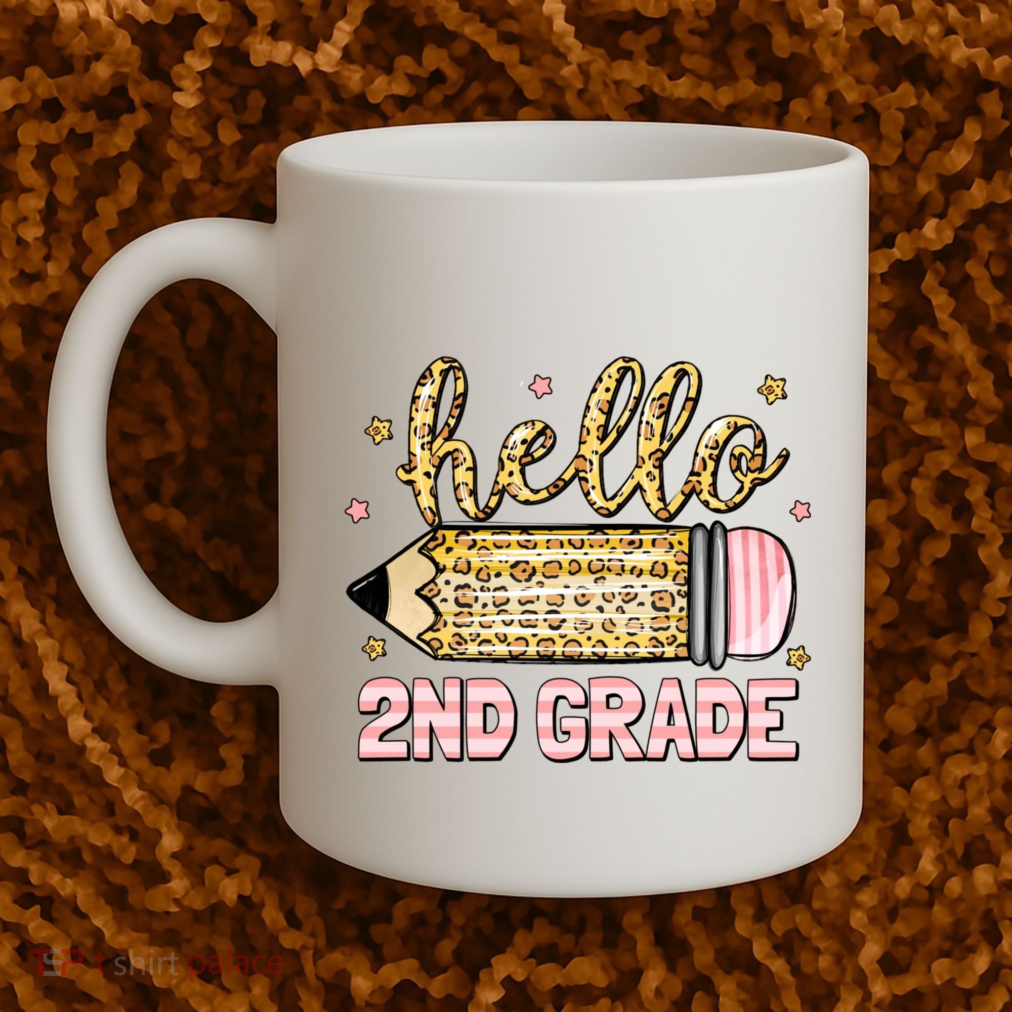 Back To School Hello Second 2nd Grade Leopard Pencil Girl Coffee Mug