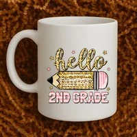 Back To School Hello Second 2nd Grade Leopard Pencil Girl Coffee Mug thumb 2