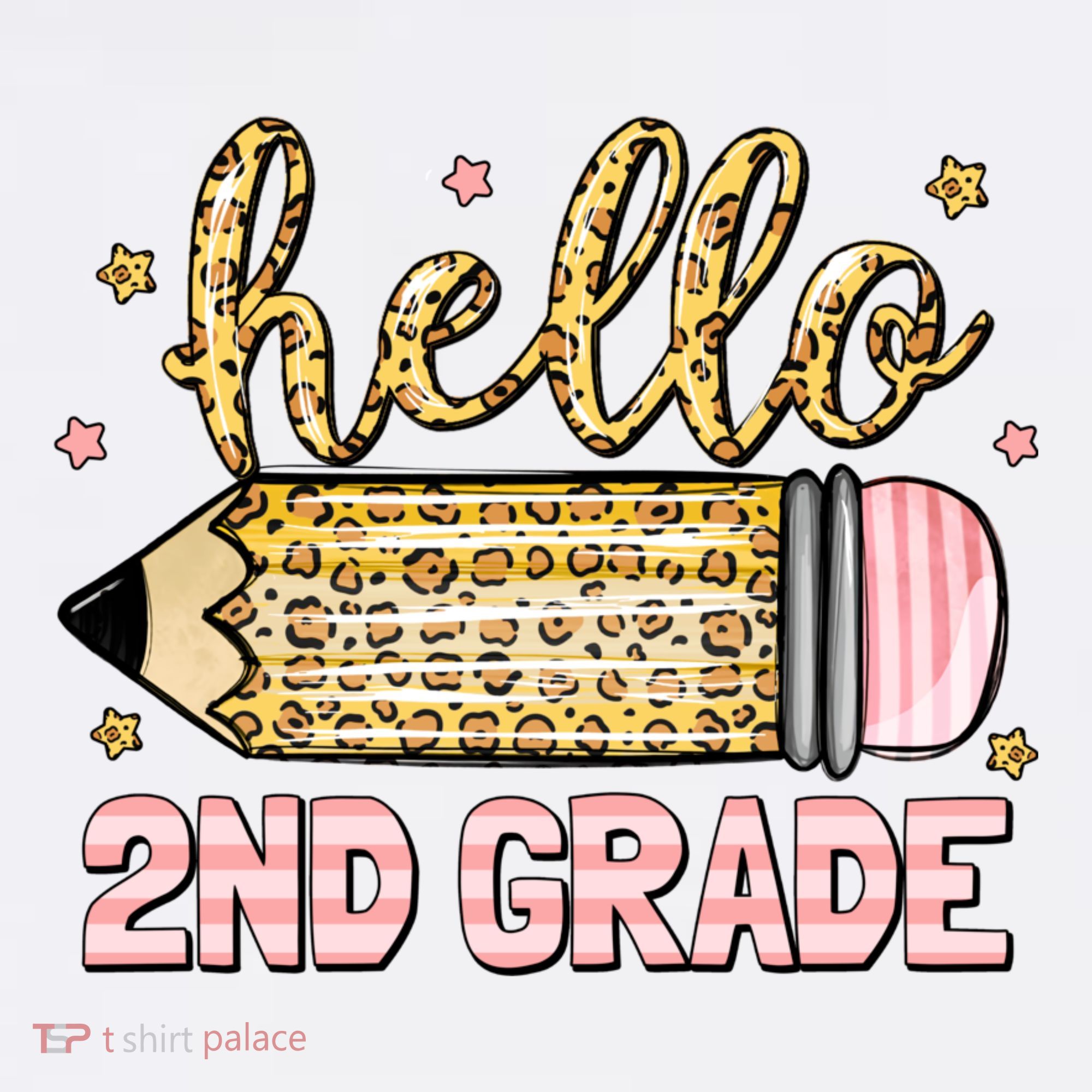 Back To School Hello Second 2nd Grade Leopard Pencil Girl Beanie