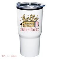 Back To School Hello Second 2nd Grade Leopard Pencil Girl Tumbler thumb 0