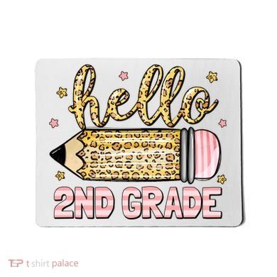 Back To School Hello Second 2nd Grade Leopard Pencil Girl Mousepad