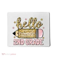 Back To School Hello Second 2nd Grade Leopard Pencil Girl Mousepad thumb 0