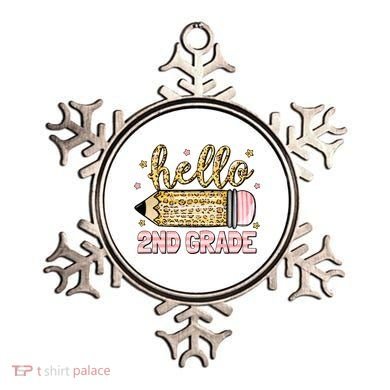 Back To School Hello Second 2nd Grade Leopard Pencil Girl Ornament
