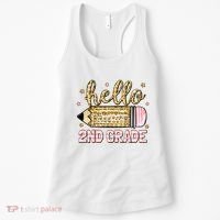 Back To School Hello Second 2nd Grade Leopard Pencil Girl Women's Tank Top thumb 0