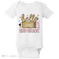 Back To School Hello Second 2nd Grade Leopard Pencil Girl Baby Bodysuit thumb 0