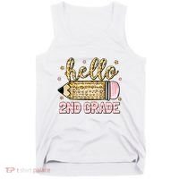 Back To School Hello Second 2nd Grade Leopard Pencil Girl Tank Top thumb 0