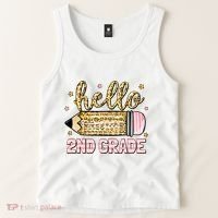 Back To School Hello Second 2nd Grade Leopard Pencil Girl Tank Top thumb 2