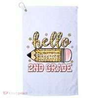 Back To School Hello Second 2nd Grade Leopard Pencil Girl Golf Towel thumb 0