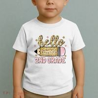 Back To School Hello Second 2nd Grade Leopard Pencil Girl Toddler T-Shirt thumb 2
