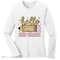Back To School Hello Second 2nd Grade Leopard Pencil Girl Women's Long Sleeve Shirt thumb 0