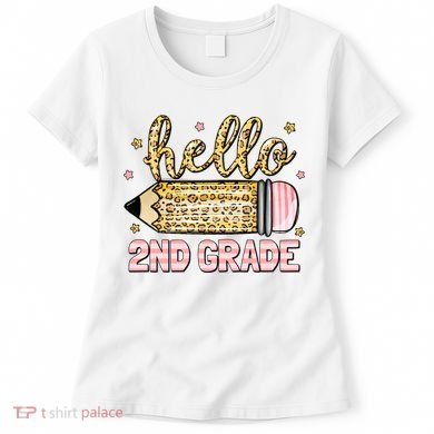 Back To School Hello Second 2nd Grade Leopard Pencil Girl Women's T-Shirt