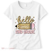 Back To School Hello Second 2nd Grade Leopard Pencil Girl Women's T-Shirt thumb 0
