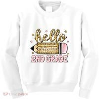 Back To School Hello Second 2nd Grade Leopard Pencil Girl Kids Sweatshirt thumb 0