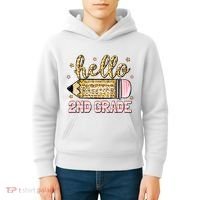 Back To School Hello Second 2nd Grade Leopard Pencil Girl Kids Hoodie thumb 4