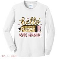 Back To School Hello Second 2nd Grade Leopard Pencil Girl Kids Long Sleeve Shirt thumb 0