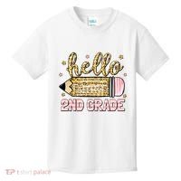 Back To School Hello Second 2nd Grade Leopard Pencil Girl Kids T-Shirt thumb 0