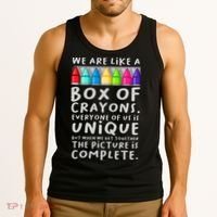Back To School Teacher We Are Like A Box Of Crayons Tank Top thumb 3