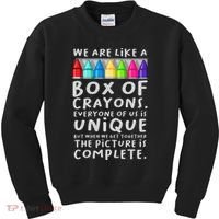 Back To School Teacher We Are Like A Box Of Crayons Kids Sweatshirt thumb 0