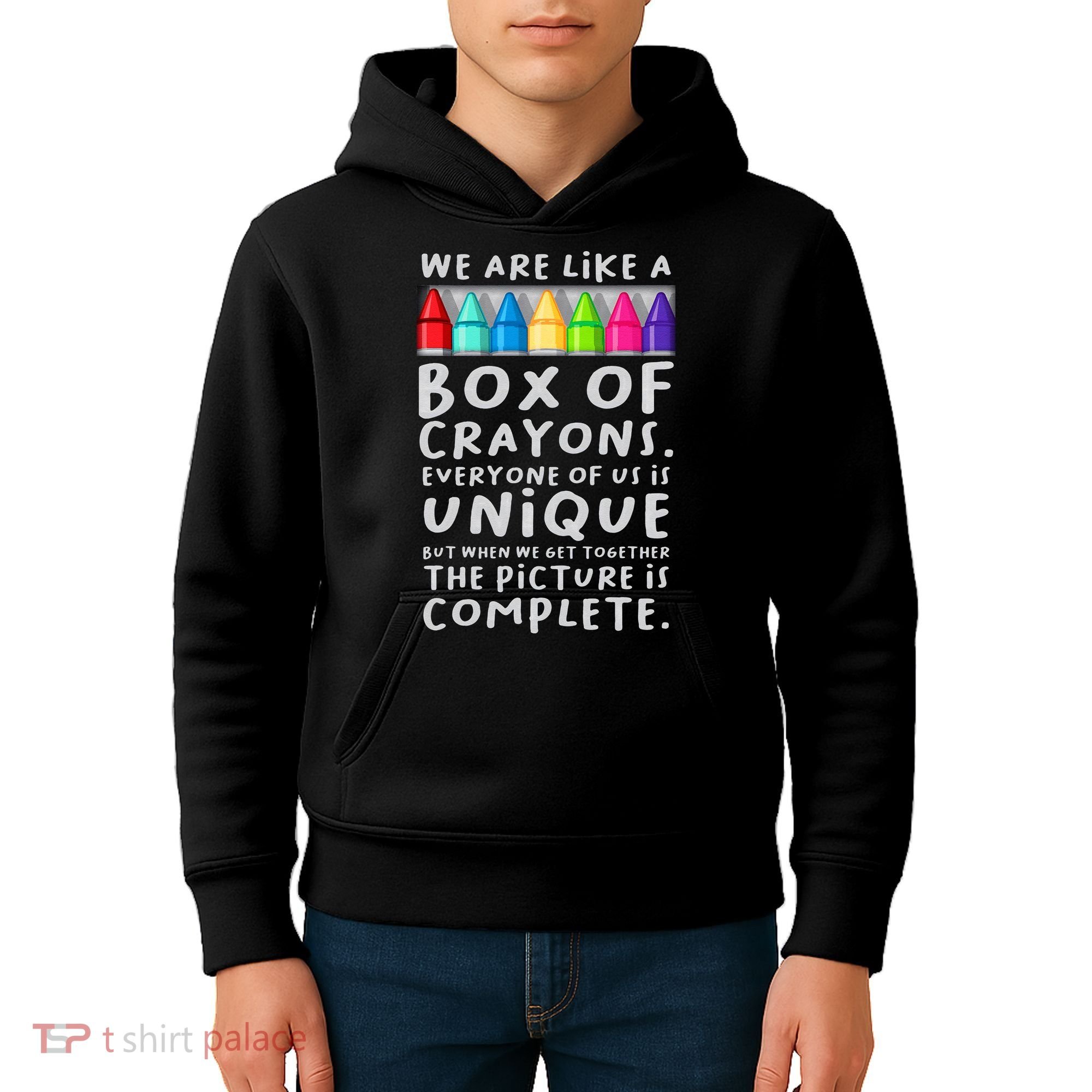 Back To School Teacher We Are Like A Box Of Crayons Kids Hoodie