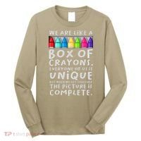 Back To School Teacher We Are Like A Box Of Crayons Long Sleeve Shirt thumb 0