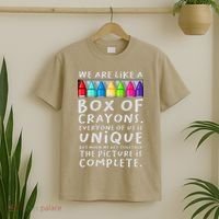 Back To School Teacher We Are Like A Box Of Crayons T-Shirt thumb 2