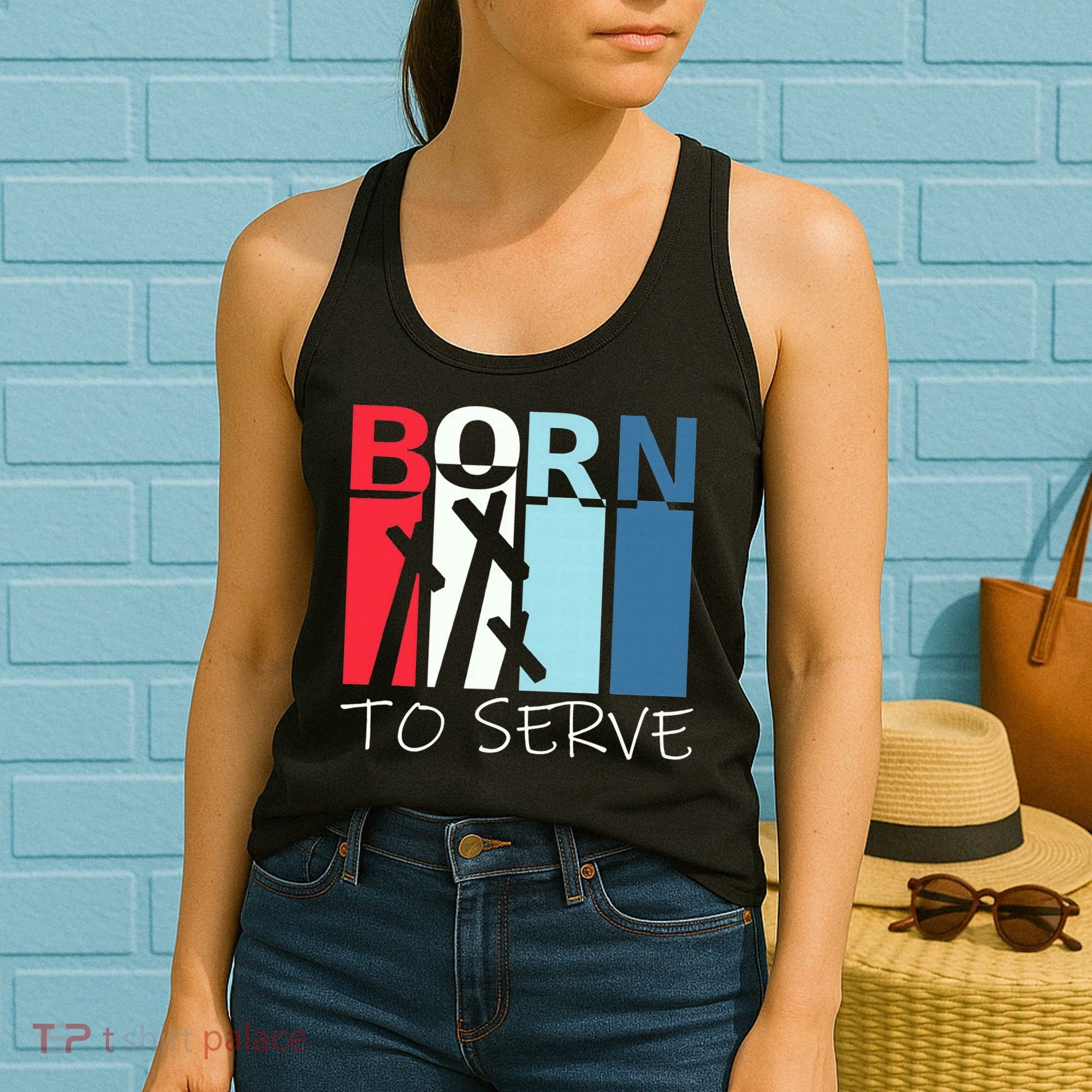 Born To Serve & Jesus Cross & Walk by Faith Christian Women's Tank Top