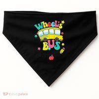 Back To School Funny The WHEELS On The BUS USA-Made Doggie Bandana thumb 0