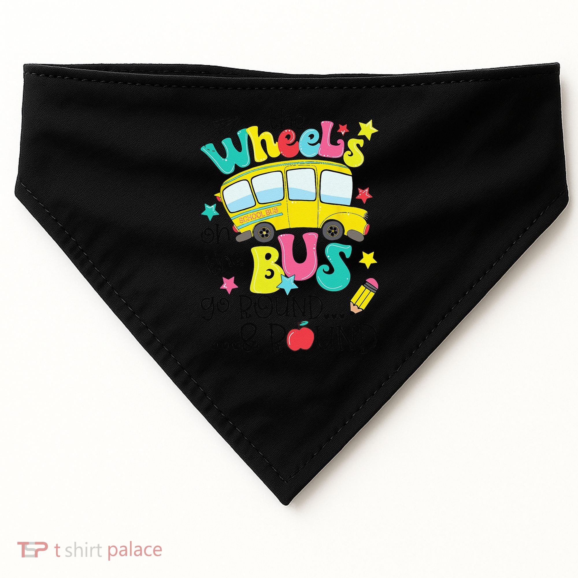 Back To School Funny The WHEELS On The BUS USA-Made Doggie Bandana
